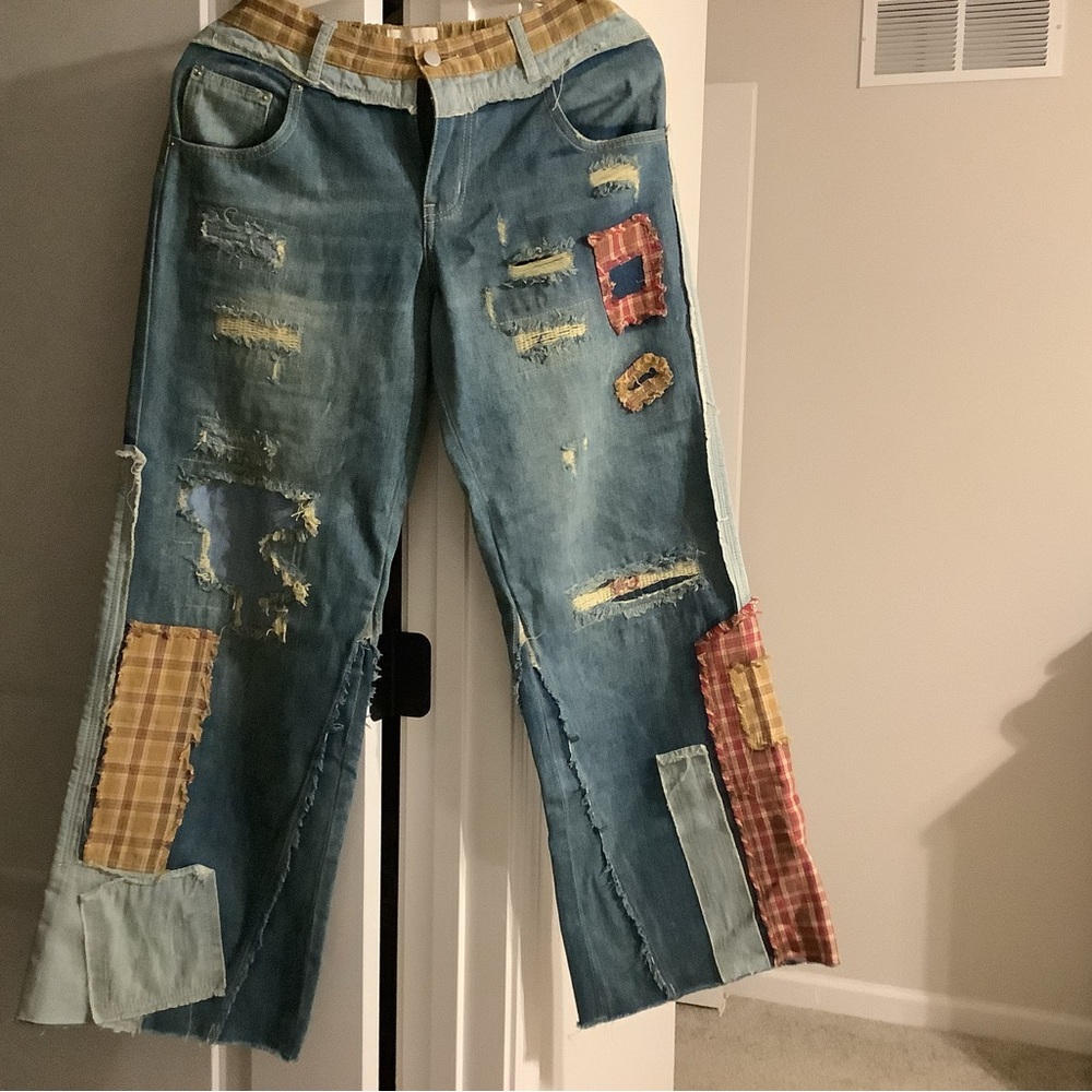 Oli & Hali Blue Patchwork Straight Jeans
